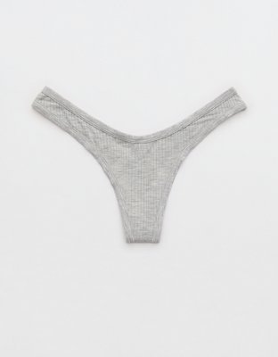 Superchill Modal Rib Thong Underwear - Medium Heather Gray