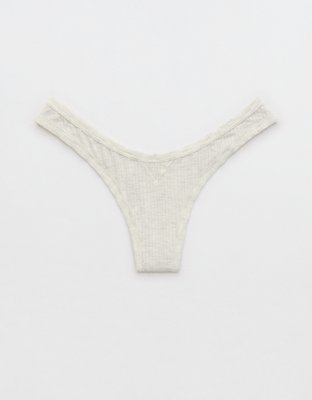 Superchill Modal Rib Thong Underwear - Heather Frost