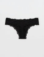 Superchill Modal Lace Thong Underwear - True Black