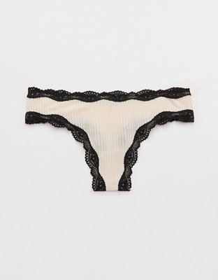 Superchill Modal Lace Thong Underwear - Cake Batter