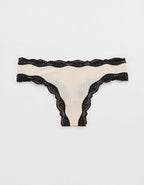 Superchill Modal Lace Thong Underwear - Cake Batter