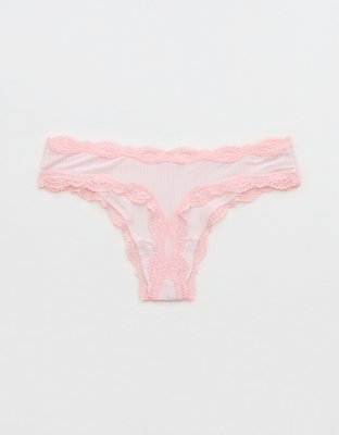 Superchill Modal Lace Thong Underwear - Pink Petal