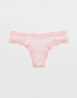 Superchill Modal Lace Thong Underwear - Pink Petal