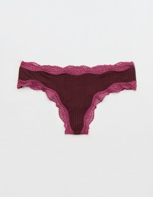 Superchill Modal Lace Thong Underwear - Royal Berry