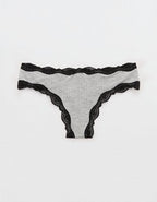 Superchill Modal Lace Thong Underwear - Medium Heather Gray