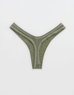 Superchill Modal Rib Thong Underwear - Olive Fun