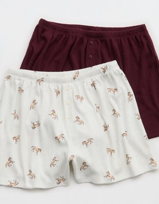 OVERSLEPT by Aerie Pointelle PJ Short - Royal Berry