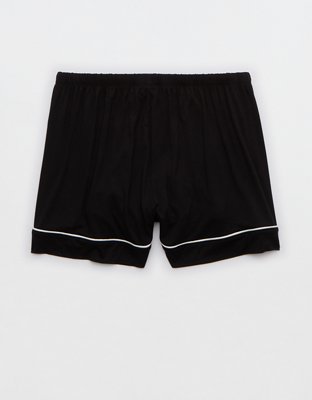 OVERSLEPT by Aerie Real Soft® Piping PJ Short - True Black