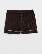 OVERSLEPT by Aerie Real Soft® Piping PJ Short - Deep Earth