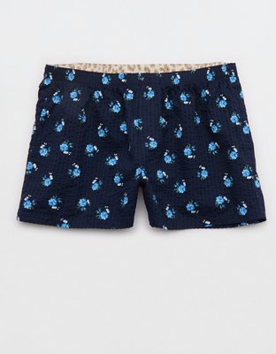 OVERSLEPT by Aerie Around Town Seersucker Boxer - Rich Navy