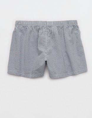 OVERSLEPT by Aerie Around Town Seersucker Boxer - Navy