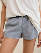 OVERSLEPT by Aerie Around Town Seersucker Boxer - Navy