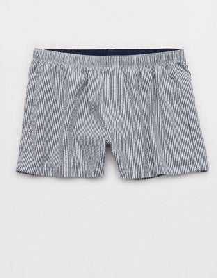 OVERSLEPT by Aerie Around Town Seersucker Boxer - Navy