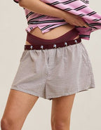 OVERSLEPT by Aerie Around Town Seersucker Boxer - Royal Berry