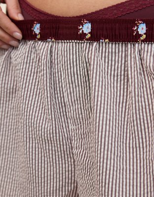 OVERSLEPT by Aerie Around Town Seersucker Boxer - Royal Berry