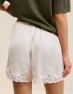 OVERSLEPT by Aerie Liquid Satin Lace Trim Short - Natural