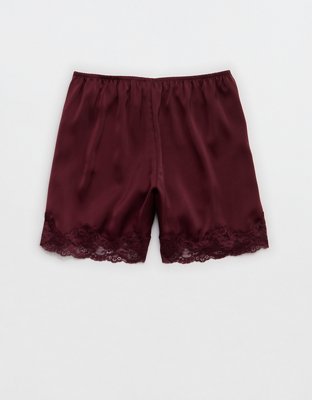 OVERSLEPT by Aerie Liquid Satin Lace Trim Short - Royal Berry