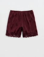OVERSLEPT by Aerie Liquid Satin Lace Trim Short - Royal Berry