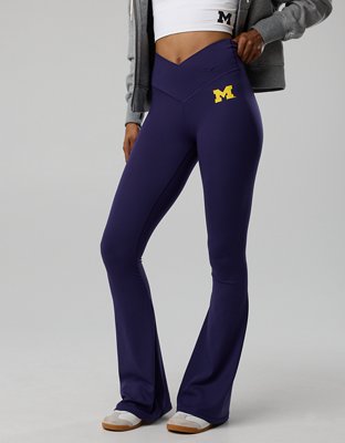 Michigan Wolverines OFFLINE By Aerie Crossover Flare Legging - Classic Navy