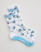 LUCKY HONEY Flower Grip Socks - Blue