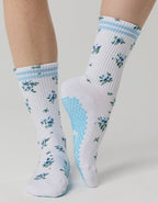 LUCKY HONEY Flower Grip Socks - Blue
