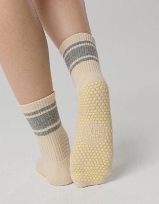 LUCKY HONEY Crew Grip Socks - Light Heather Gray