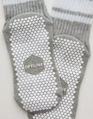 OFFLINE By Aerie x LUCKY HONEY Chunky Crew Grip Socks - Medium Heather Gray