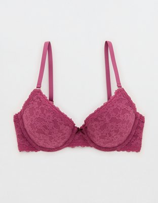 Show Off Vintage Lace Plunge Push Up Bra - Autumn Jam