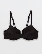 Sunnie Bloom Lace Demi Push Up Bra - True Black