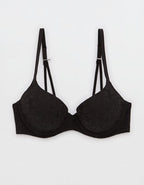 Sunnie Bloom Lace Demi Push Up Bra - True Black
