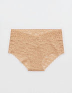 Show Off Vintage Lace Wide Waistband Boybrief Underwear - Beach Dune