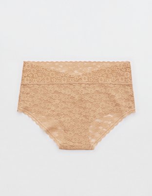 Show Off Vintage Lace Wide Waistband Boybrief Underwear - Beach Dune