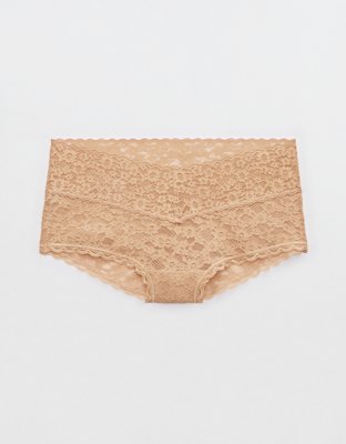 Show Off Vintage Lace Wide Waistband Boybrief Underwear - Beach Dune