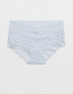 Show Off Vintage Lace Wide Waistband Boybrief Underwear - Misty Sky