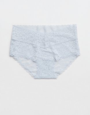 Show Off Vintage Lace Wide Waistband Boybrief Underwear - Misty Sky