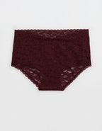 Show Off Vintage Lace Wide Waistband Boybrief Underwear - Royal Berry