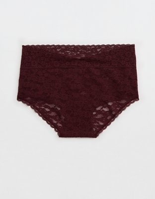 Show Off Vintage Lace Wide Waistband Boybrief Underwear - Royal Berry