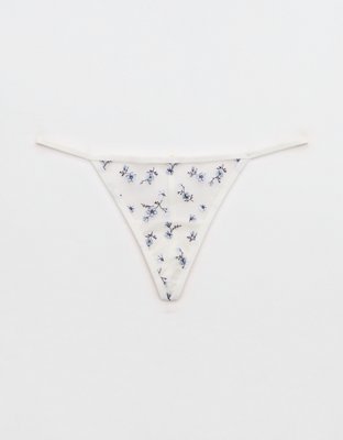 Show Off Embroidery String Thong Underwear - Soft Muslin