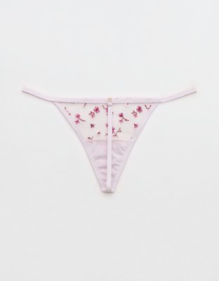 Show Off Embroidery String Thong Underwear - Hushed Violet