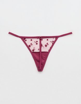 Show Off Embroidery String Thong Underwear - Autumn Jam