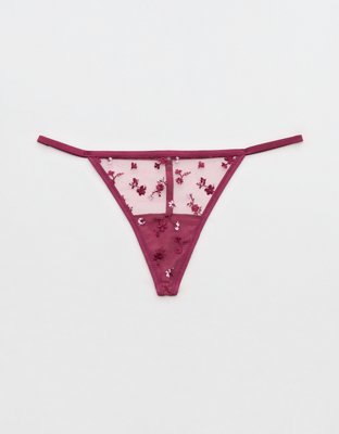 Show Off Embroidery String Thong Underwear - Autumn Jam
