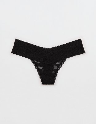 Show Off Vintage Lace Thong Underwear - True Black