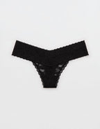 Show Off Vintage Lace Thong Underwear - True Black