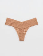 Show Off Vintage Lace Wide Waistband Thong Underwear - Beach Dune
