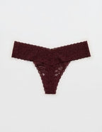 Show Off Vintage Lace Wide Waistband Thong Underwear - Royal Berry