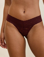 Show Off Vintage Lace Wide Waistband Thong Underwear - Royal Berry