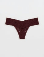 Show Off Vintage Lace Wide Waistband Thong Underwear - Royal Berry