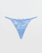 Show Off Chenille Lace String Thong Underwear - Cloudy Blue