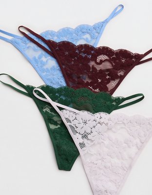 Show Off Chenille Lace String Thong Underwear - Cloudy Blue