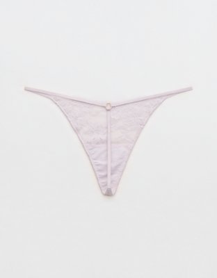 Show Off Chenille Lace String Thong Underwear - Hushed Violet
